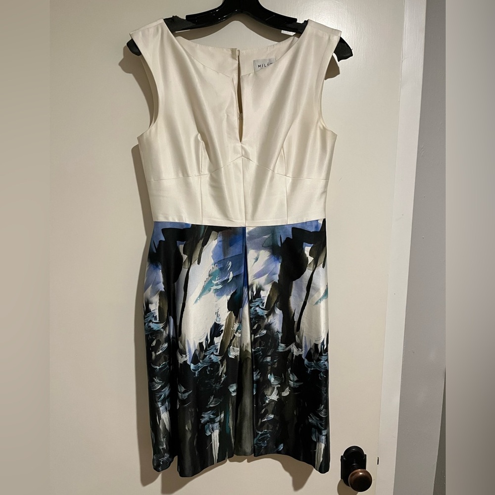 Elegant White and Blue Floral Milly Dress